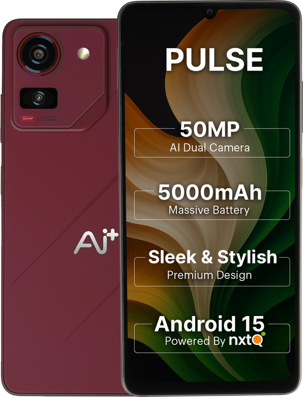 Ai+ Pulse Smartphone – 4GB RAM, 64GB Storage, Sparkle Red