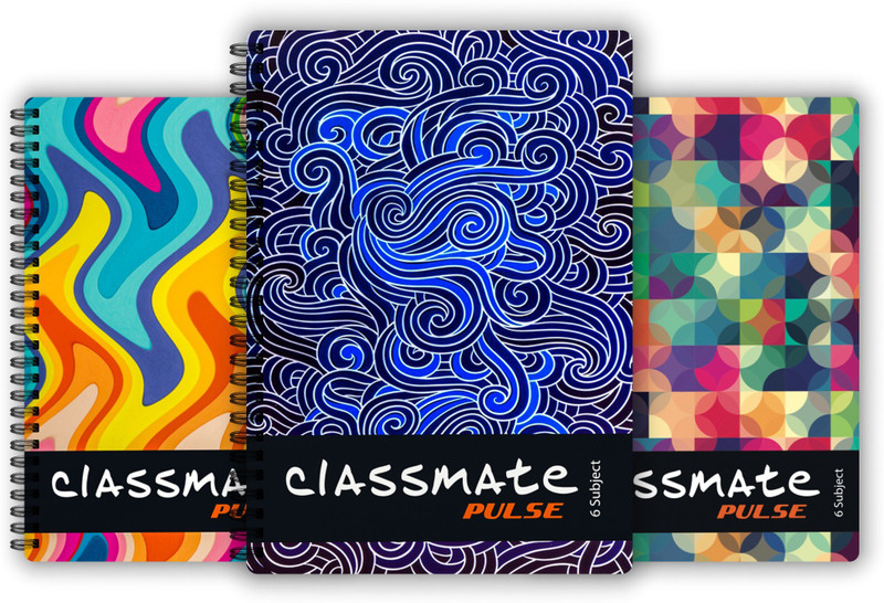 3-Pack Classmate Pulse Spiral 6-Subject B5 Unruled Notebooks