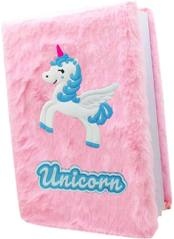 Pink Unicorn Fur Diary for Girls A5 Ruled 160 Pages