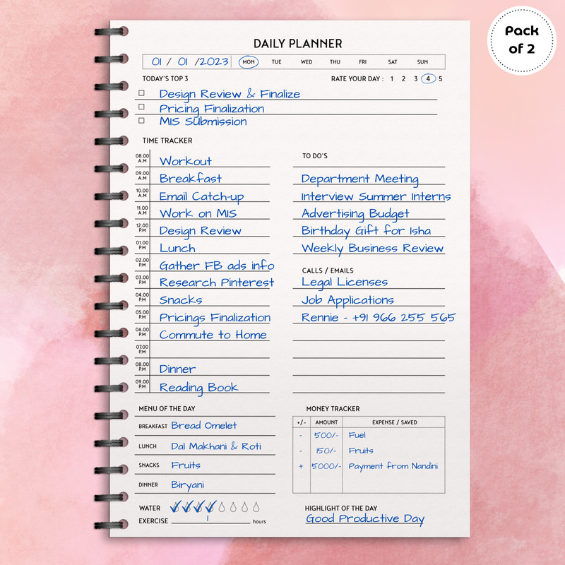 Ocean Undated A5 Planner Pack of 2 – Tan Never Stop Dreaming