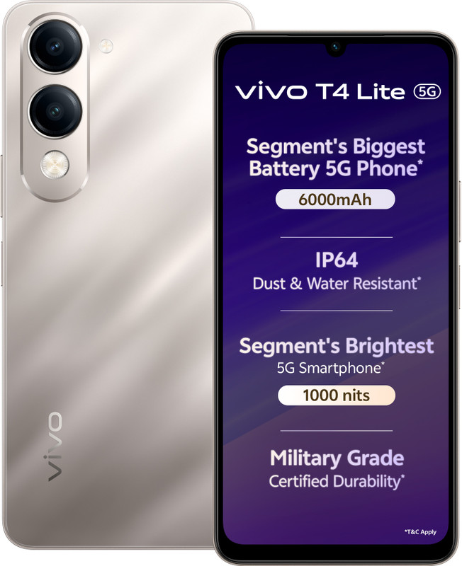 vivo T4 Lite 5G Smartphone 6/128GB Titanium Gold + Charger