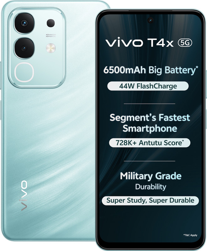vivo T4x 5G Smartphone – 8GB/256GB, Glacial Teal