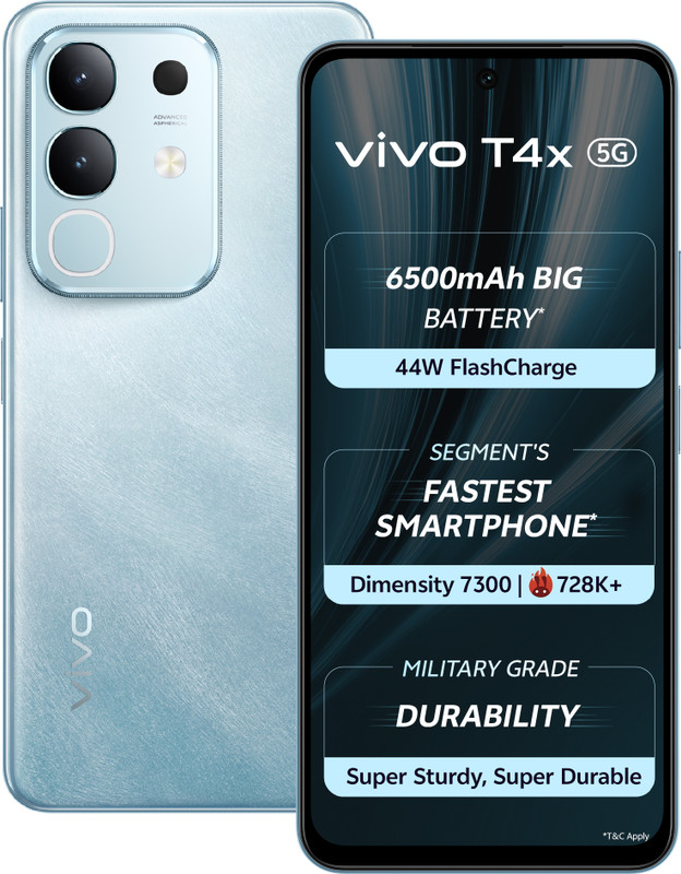 vivo T4x 5G Smartphone — 6GB RAM, 128GB Marine Blue